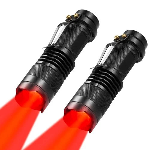 2 Pack Red Light Flashlight Single Mode Red LED Flashlight One Mode Zoomable