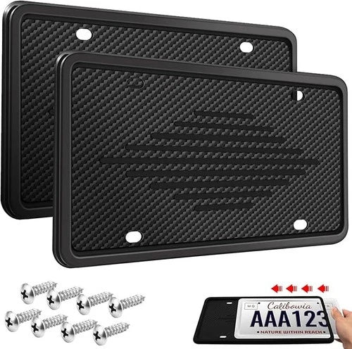 License Plate Frames, 2 Pack, Universal US Car Black TPU Bracket Holder. Rust-Pr