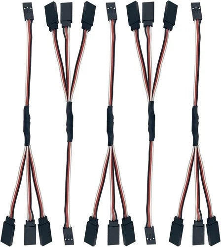 5Pcs JR Y Connector Servo Extension Cable 3 Pin JR Plug Splitters 1 Male to 3 Fe