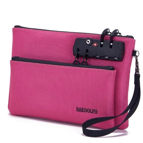 Money Bag with Lock, Double layer Men & Women's Locking Accessories Pouch, Bank