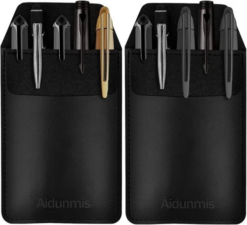 Pen Pocket Protector, 2 Pieces PU Leather Pocket Pen Holder Organizer Pouch for