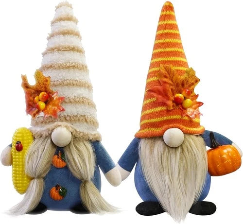 CRCZK Fall Gnome Decorations for Home, 2Pack Maple Leaf Gnomes