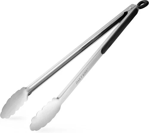 Grill Tongs, 17 Inch Extra Long BBQ Tongs, Premium Stainless Steel Metal Tongs f