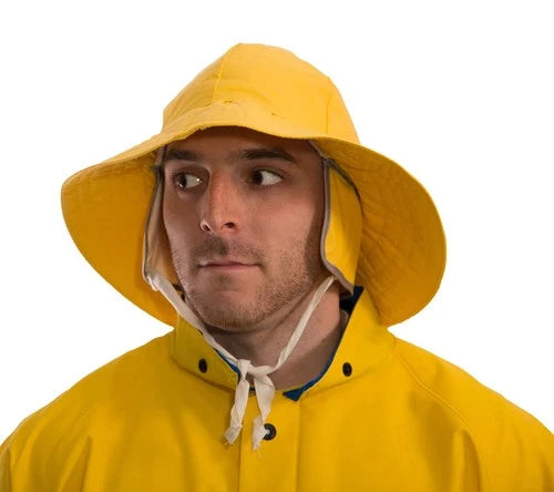 H53237 Industrial Work Hat, LG, Yellow | 0.35Mm PVC on Polyester with Waterproof