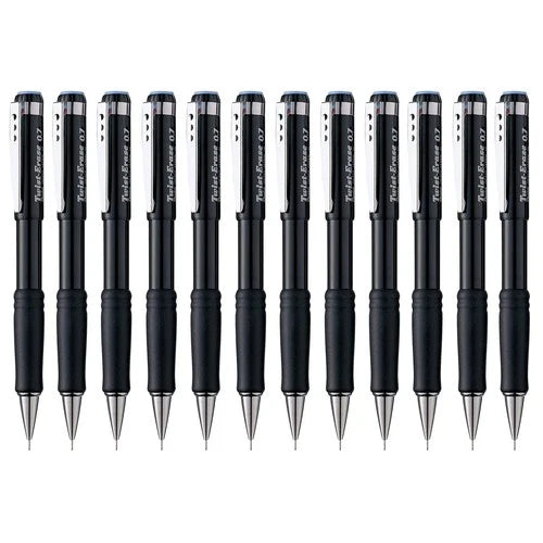 Pentel Twist-Erase III Mechanical Pencil, 0.7mm, Black Barrel, 12 Pack QE517A-12