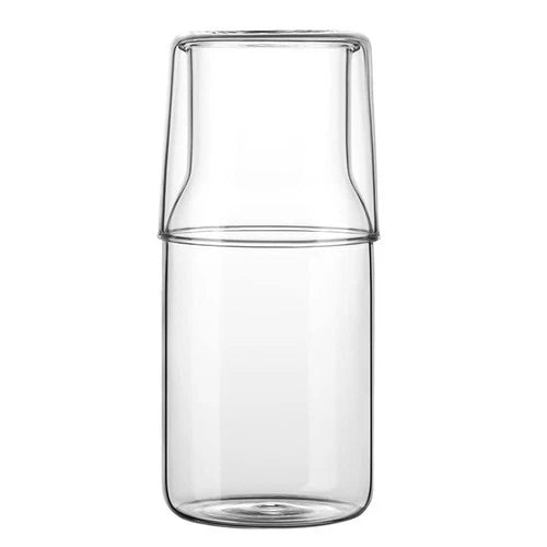 Bedside Water Carafe Set with Tumbler Glass Set for Bedroom Nightstand, Glass Mo