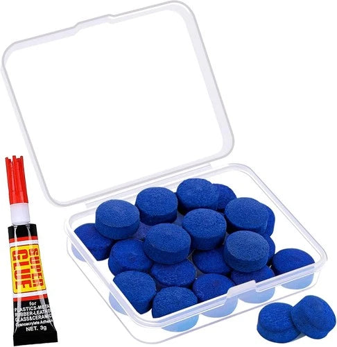 Billiard Cue Tips Replacement Kit Leather Pool Stick Tips With Storage Box