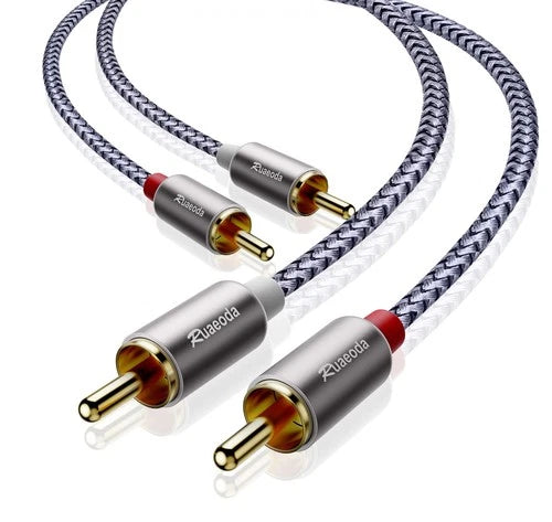 2RCA Cable Stereo Audio Cables Shielded Amplifiers HDTV for Home, Car, 6 Ft