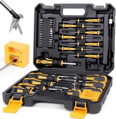 Magnetic Screwdrivers Set with Case Amartisan 43-piece Includs Slotted Phillips