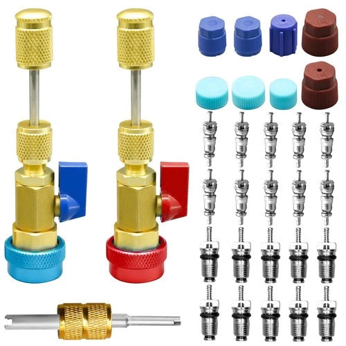 31Pcs R134A Valve Core Quick Remover Installer Tool Set, High Low Pressure AC Va