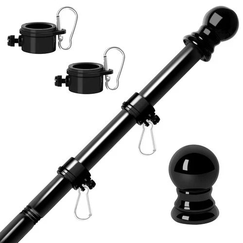RSOTC Flag Poles for Outside House 6FT Stainless Steel Metal Black Flag Pole ...
