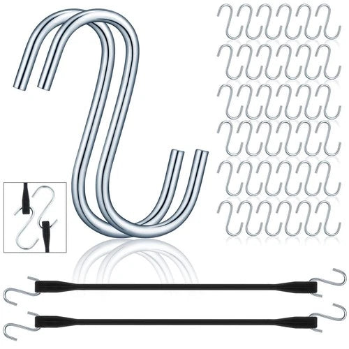 50 Pcs Tarp Strap Bungee Cord S Hooks Steel S Shaped Hooks Rust Resistant Ste...