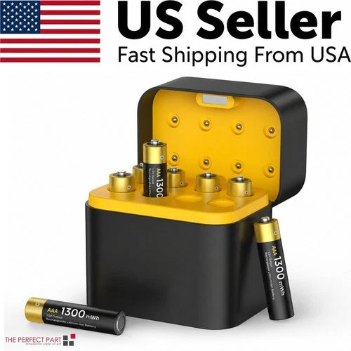 Fast Charger 1300mWh 1.5V Output Rechargeable Case AAA Batteries Lithium