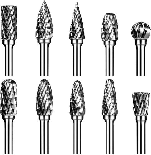 Carbide Burr Set, Die Grinder Bits, 10 PCS 1/8
