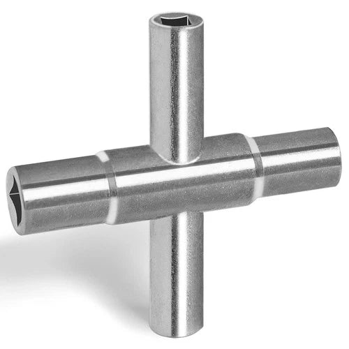 4-Way Sillcock Key For Outdoor Water Faucet Valves Residential Commercial Silver