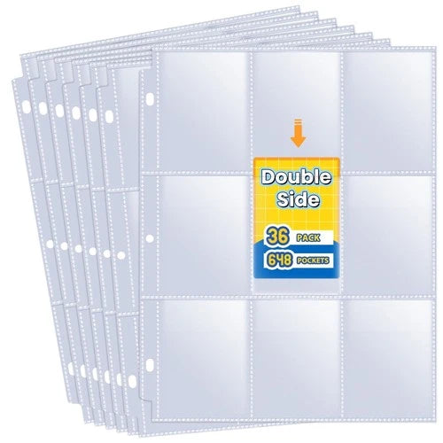 648 Pockets Double Side Trading Card Sleeve, Fabmaker 9 Pocket Card Sleeves Bind