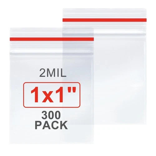 Aubeco 300Pcs 1x1 Inch Mini Plastic Bags, Resealable Small Zip Baggies for Sm...