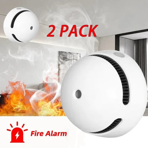 2 Pack Smoke Detector Fire Alarm Photoelectric Sensor 85dB Alarm Easy Install