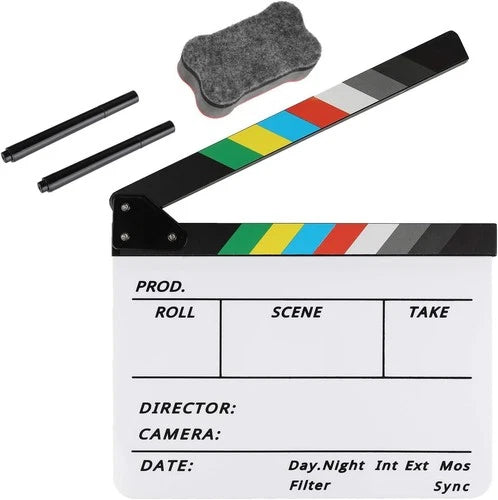 Acrylic Film Clapboard -12 x 10in Plastic Film Clapboard Cut Action Scene Cla...