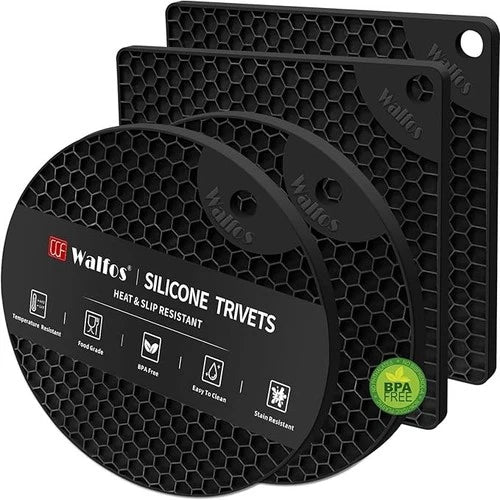 Silicone Trivet Mats 4-Pack Heat Resistant Non-Slip Pot Holders BPA-Free