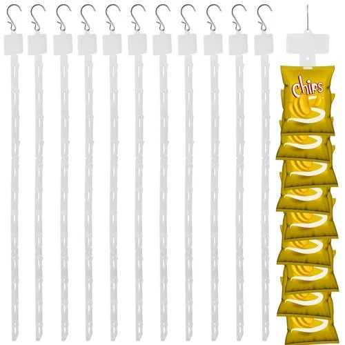 12 Pack Station Hanging Merchandise Strips with S Hooks 12 Stations Plastic
