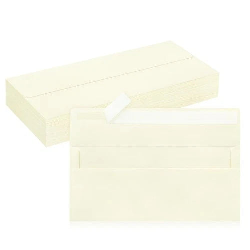 50 Pack #10 Business Envelopes, Ivory Standard Envelopes Self Seal, Letter Size
