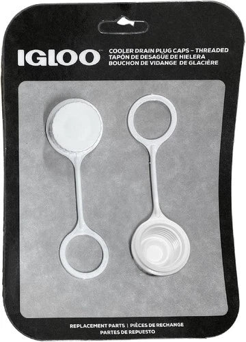 Cooler Threaded Drain Plug Caps with Plastic Tether 20049 White Small