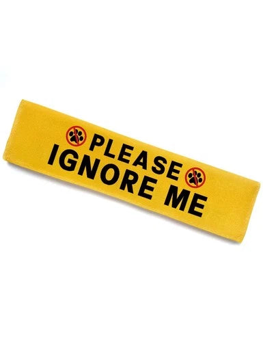 Please Ignore Me Dog Leash Sleeve, Funny Yellow Alert Hanging ID Patch Tag, Do N