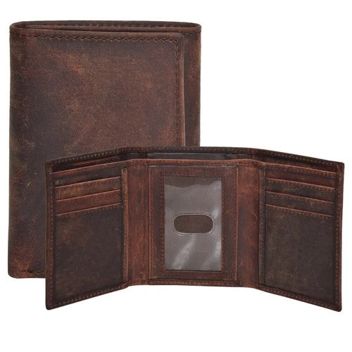 Real Leather Mens Trifold Wallet RFID Blocking Slim Minimalist Front Pocket - Th