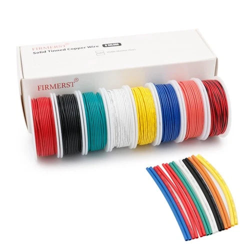 22 Gauge 30 Feet Solid Core Tinned Copper Hook up Wire Kit - 8 Colors