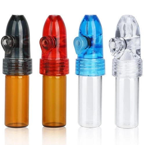 Portable Spice Dispenser Knob Switch Refillable Glass Bottle 4 Pack for Travel