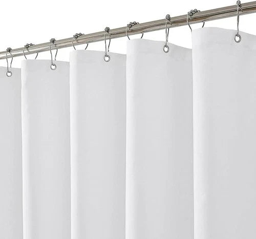 Fabric Shower Curtain Liner Solid White Hotel Quality Mildew Resistant Washable