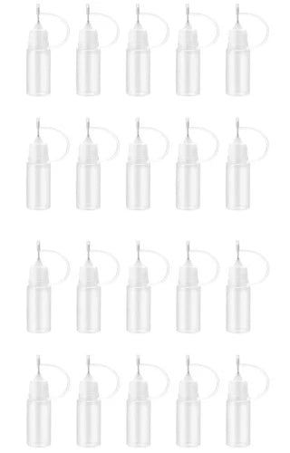 Precision Tip Applicator Bottles, Clear Plastic, 10ml Capacity, 20 White