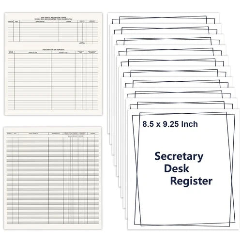 10 Pack Check Desk Registers 8.5 x 9.25 Inch Large Checkbook Register Secretary