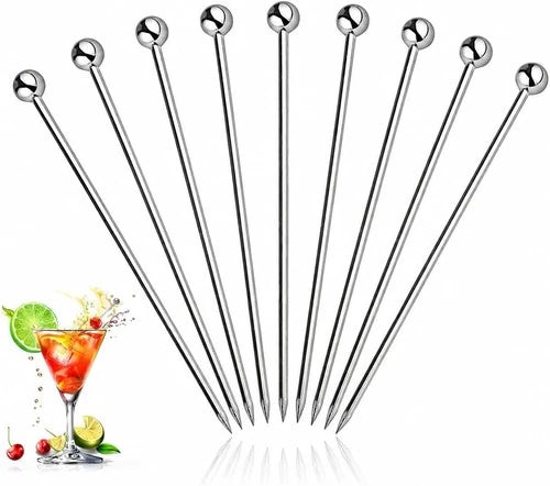 16Pcs Cocktail Picks, Stainless Steel Metal Martini Picks, Skewers for