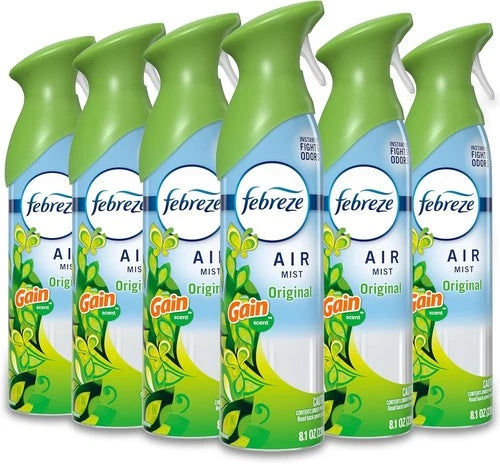 Febreze Air Freshener and Odor Eliminator Spray (Pack of 6) Gain Original Scent,