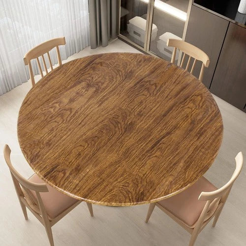 Elastic Waterproof Vinyl Fitted Round Tablecloth Cover Pine 36-44 Inch