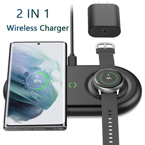 Dual Wireless Charger for Galaxy Watch 4/3/Active2, Buds 2/Pro, S22/S21/S20