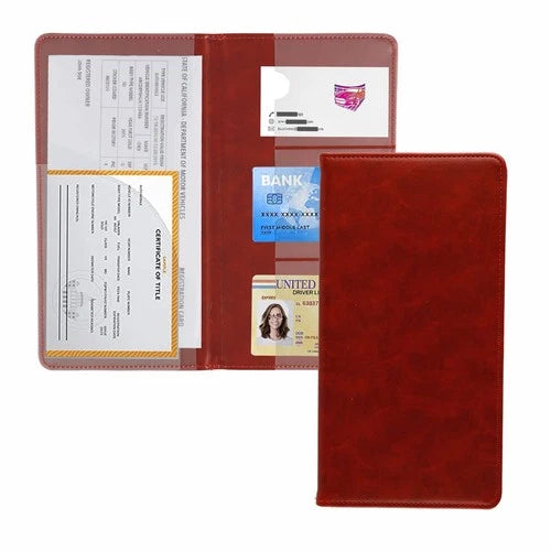 Auto Car Registration and Insurance Documents Holder - PU Leather Vehicle Glove