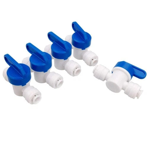5 Pack 3/8 Inch OD Shut Off Ball Valve Plastic Quick Connect Fittings for Pipe