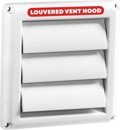 Deflecto Supurr-Vent 4?Outdoor Dryer Vent Cover White Louvered Wall Hood with G
