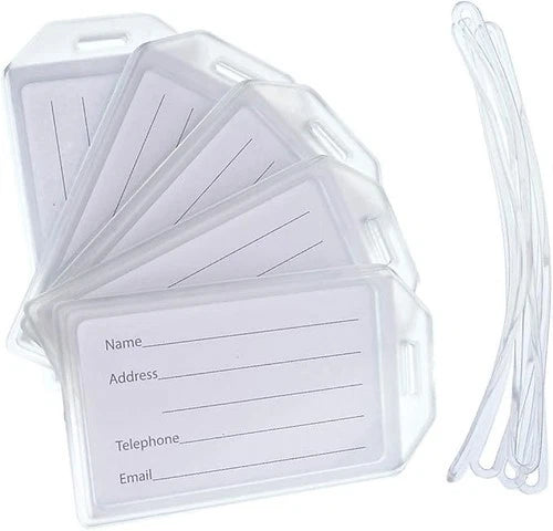 5 Pack - Premium Rigid Airline Luggage Tag Holders with 6