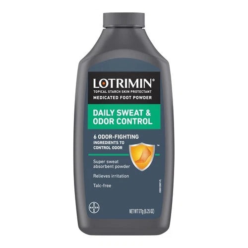 Daily Sweat & Odor Control Medicated Foot Powder - Antifungal Formula for Lastin