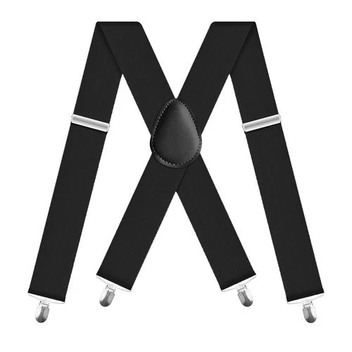 Mens Suspenders 2 Inch Wide X-Back Braces with 4 Strong Metal Clips