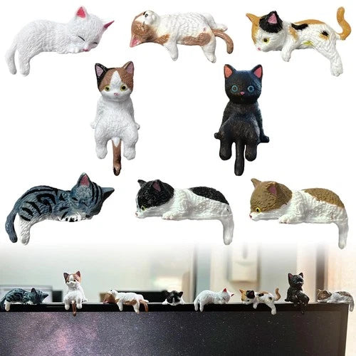 8 Pcs Mini Cat Figurines,Tiny Desk Cats for Computer Monitor, Shelves,Car Das...
