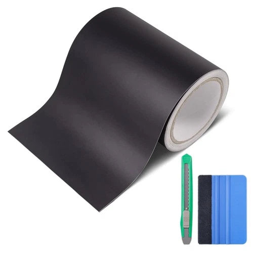 Matte Black Vinyl Wrap Tape Roll, 6 Inch x 30ft Self-Adhesive Black Out Chrome D