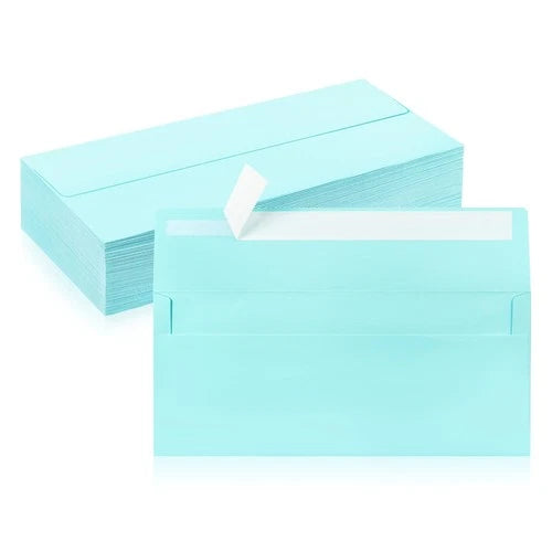 50 Pack #10 Business Envelopes, Light Blue Standard Envelopes Self Seal, Letter