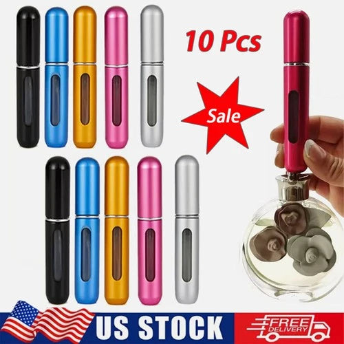 10 Pcs Refillable Travel Portable Perfume Atomizer Bottle Spray Pump Case 5ML