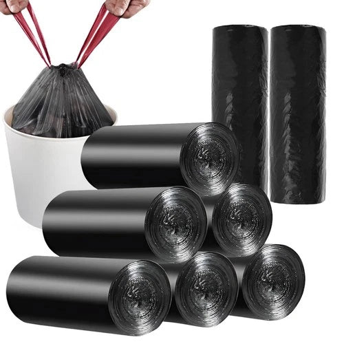 8 Gallon Trash Bags 120 Count Black Drawstring Garbage Bags - Thick Plastic, 22.