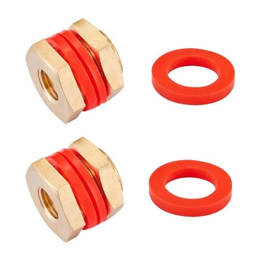 2 PCS Brass Bulkhead Coupling Both End 1/4